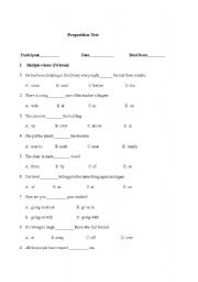 preposition test paper