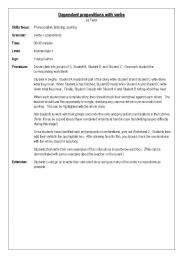 English worksheet: Dependent prepositions with verbs