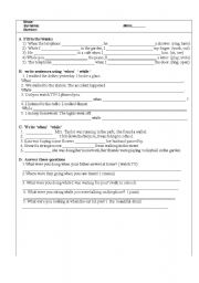 English worksheet: PAST&PAST CONT.