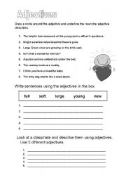 English worksheet: adjectives