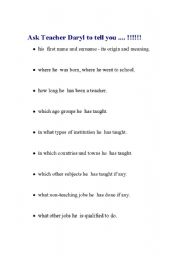 English worksheet: Ask Your Teacher .... !