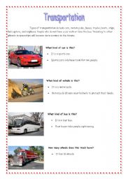 English worksheet: Transportation 