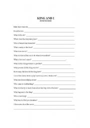 English worksheet: The King and I Study Guide