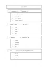 English Worksheet: using modals