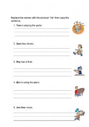 English Worksheet: Pronoun HE