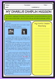 English Worksheet: Charlie Chaplin mission worksheet