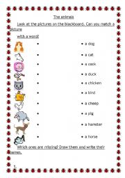 English Worksheet: Animals for young children