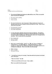 English Worksheet: Drawing Conclusions/Inferencing