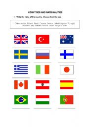 Countries and nationalities - ESL worksheet by jzilic