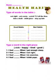 English Worksheet: Health habit