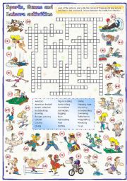 Sports, games and leisure activities: Crossword (1 of 3)