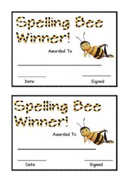 Spelling Bee Award