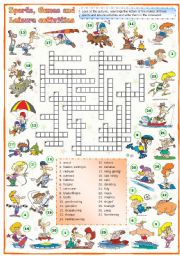 Sports, games and leisure activities: Crossword (2 of 3)