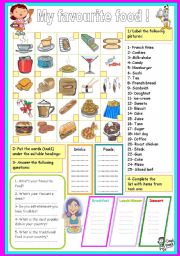 My favourite food worksheets