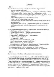 English Worksheet: articles test