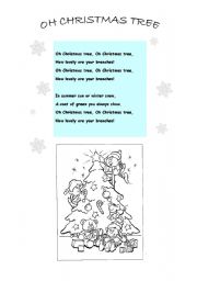 English Worksheet: Oh Christmas Tree