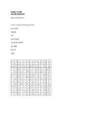 English worksheet: Directions - crossword