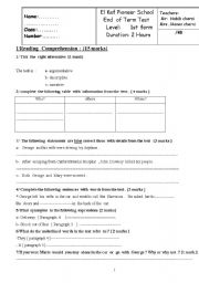 English Worksheet: 1St Form