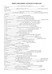 English Worksheet: simple past presnt continuous simple present