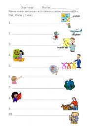 English Worksheet: demonstrative pronouns