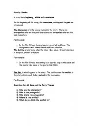 English Worksheet: The outline of a Story