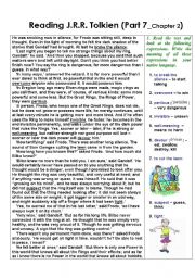 English Worksheet: Reading The Lord of the Rings by J.R.R.Tolkien - with exercises (Part 7)