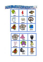 Clothes bingo worksheets