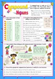 English Worksheet: Basic Compound Nouns for Upper Elementary and Intermediate Stds.