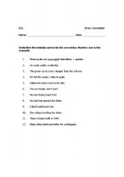 English Worksheet: Basic Grammar