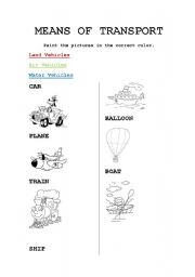 English Worksheet: means of transport