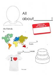 English Worksheet: All About Me