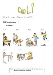 English Worksheet: Can for permission