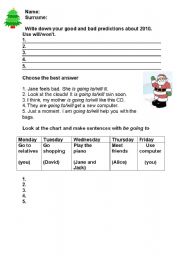 English Worksheet: will and be going to