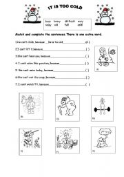 English Worksheet: It is too hot