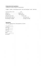 English worksheet: comparatives and superlatives