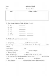 English worksheet: monthly test