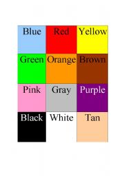English worksheet: Color Words Chart