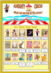 English Worksheet: At the circus - Present Simple and Present Continuous - Part I
