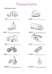 English Worksheet: Transportation