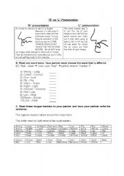 English Worksheet: r/l pronunciation activity sheet