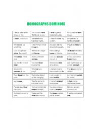 Homographs dominoes