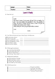 English Worksheet: Lauras family