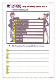 English Worksheet: My school-asking and answering questions about it