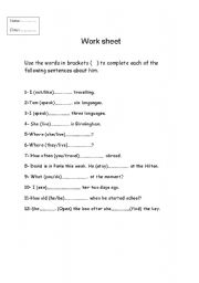 English worksheet: Grammer exercise 