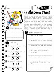 English Worksheet: RC Series 09 - Chores Time (Fully Editable + Answer Key)
