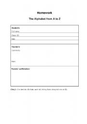 English Worksheet: alphabet from A to Z