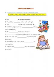 English worksheet: Different Tenses