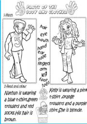 English Worksheet: Parts of the body and clothes.