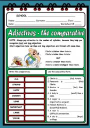 ADJECTIVES - THE COMPARATIVE ( 2 PAGES )