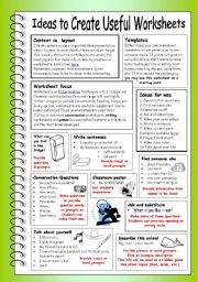 English Worksheet: Ideas to Create Useful Worksheets